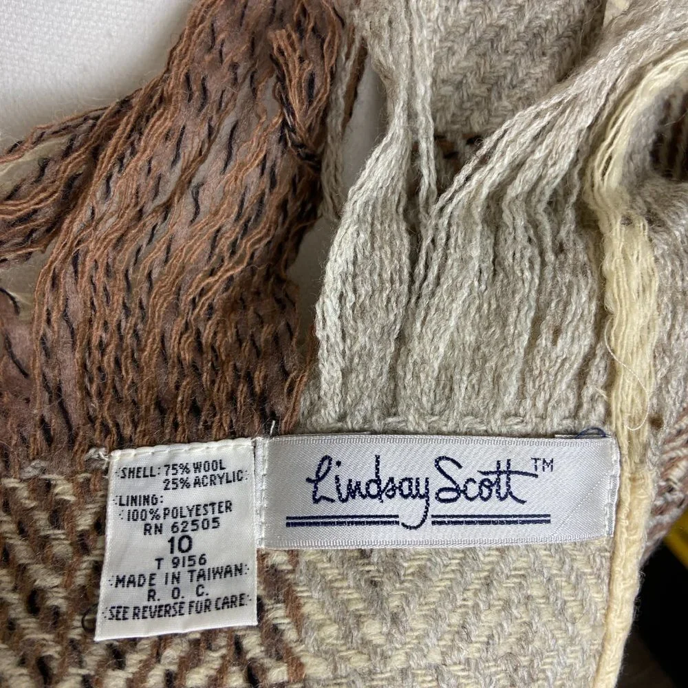 Vintage Lindsay Scott Wool Scarf Plaid Fringe